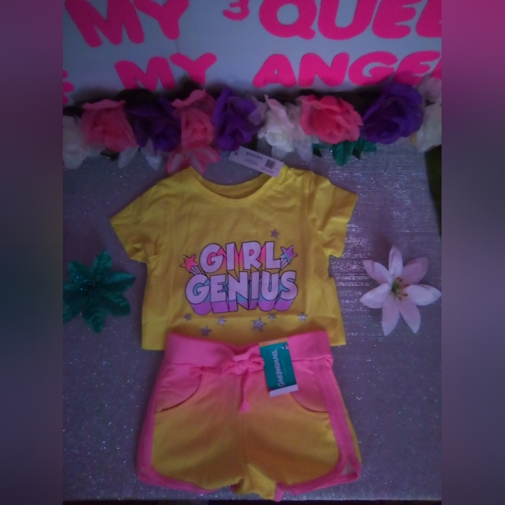 #2727👉🏼 CUTE (3T) 2 PIECE SET FOR A TODDLER GIRL (T-SHIRT & SHORTS)